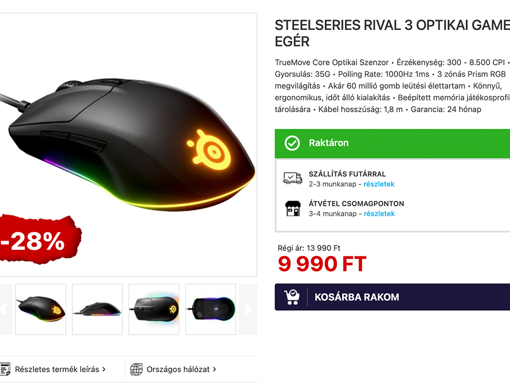 Steelseries Rival 3 notebook Black Friday akció