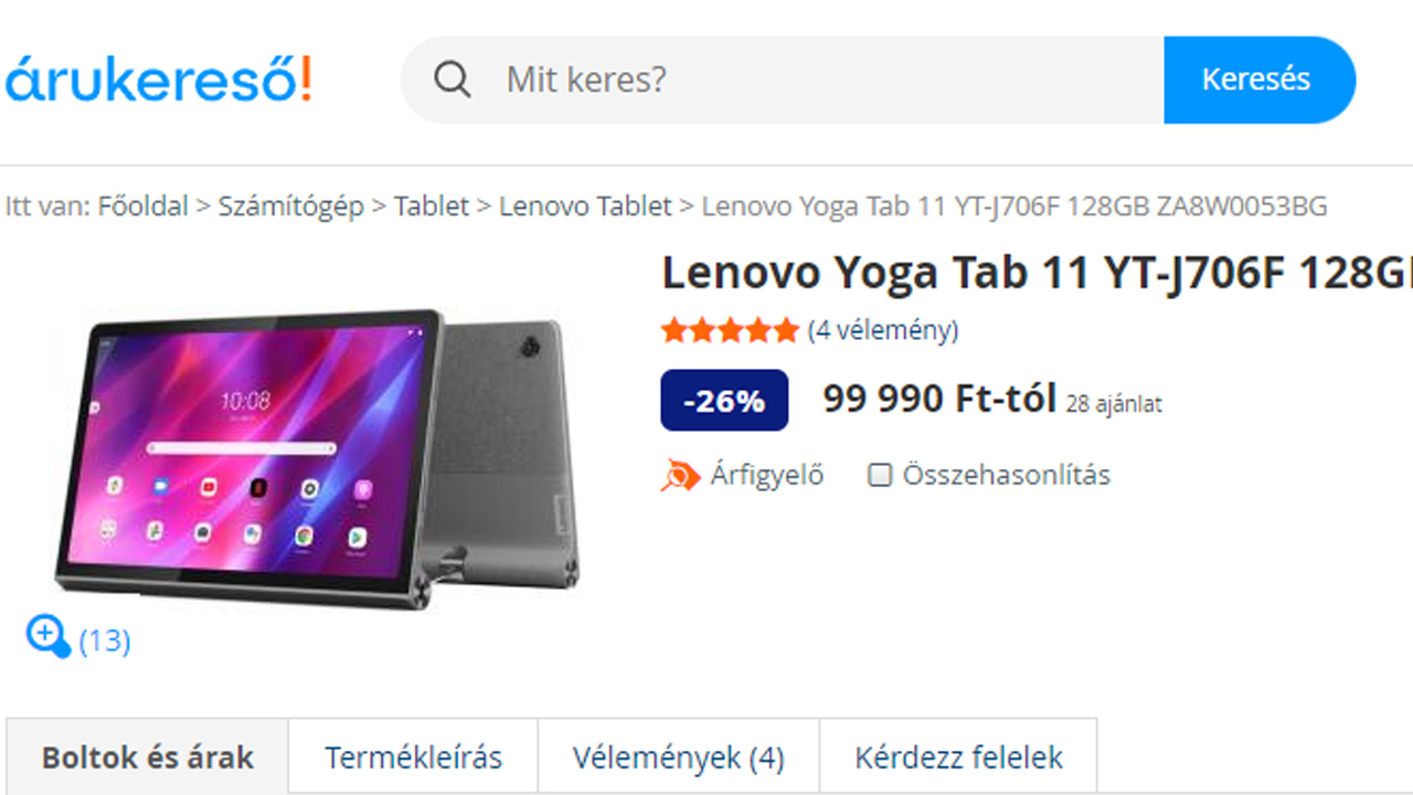 Átmenetileg 100 ezer forint alatt lehet beszerezni a Lenovo Yoga Tab 11-et