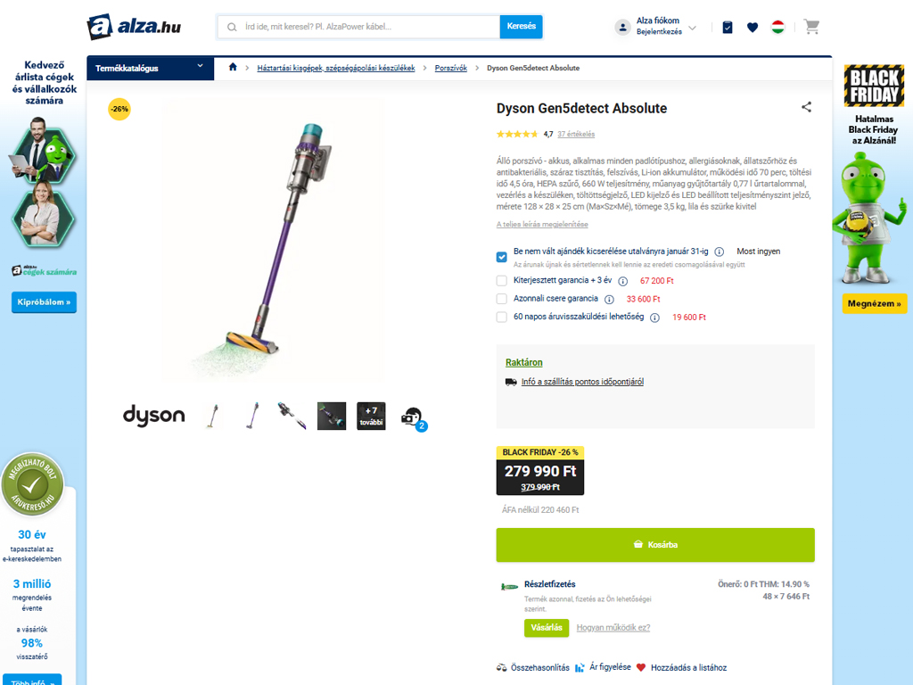 Dyson Gen5detect Absolute black friday akcióban