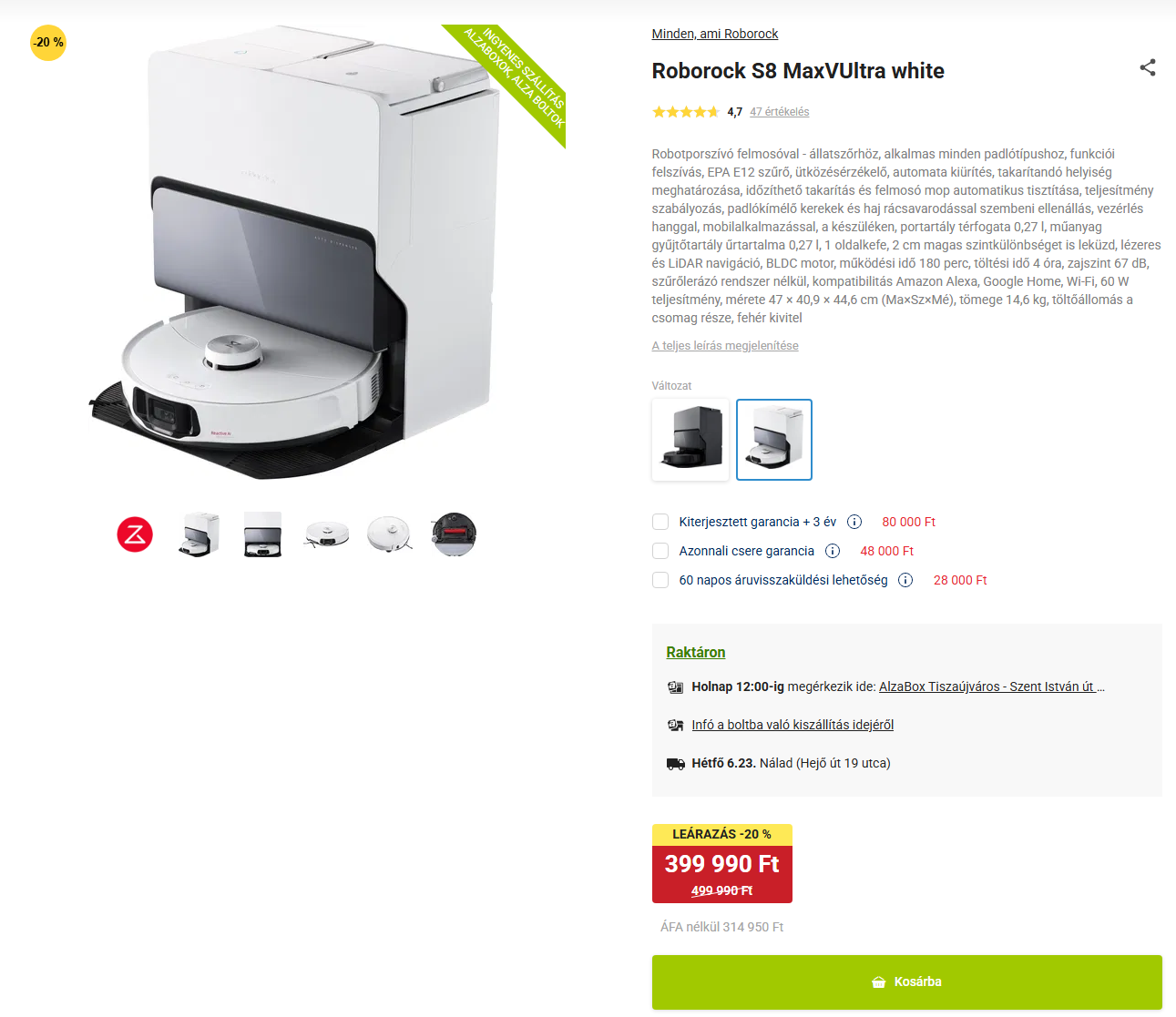 Roborock S8 MaxV Ultra Akció - Alza
