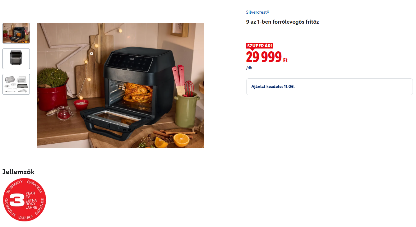 Lidl SilverCrest 9-in-1 air fryer akció - Lidl