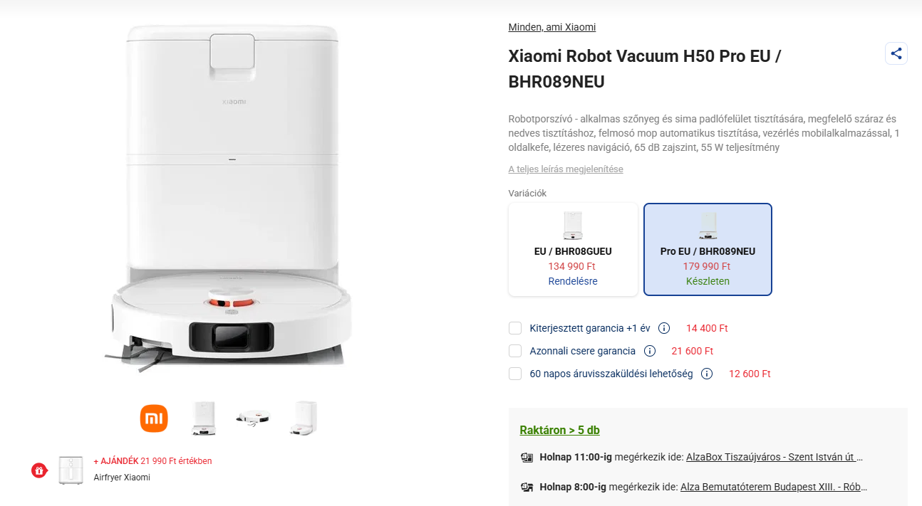 Xiaomi Robot Vacuum H50 széria akció - Alza
