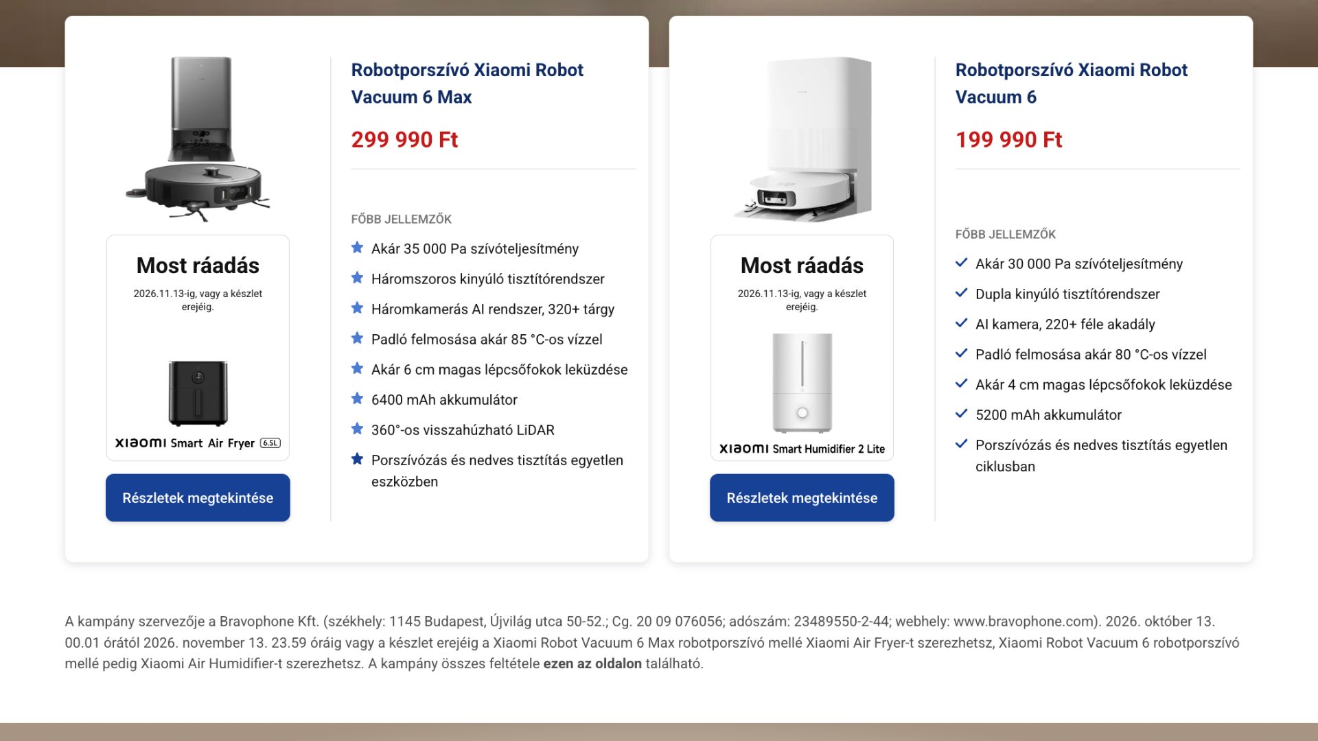 Xiaomi Robot Vacuum 6 és 6 Max akció - Alza
